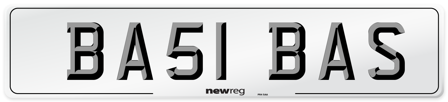 BA51 BAS Number Plate from New Reg